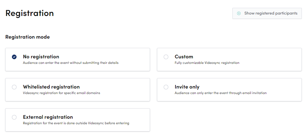 Registration settings